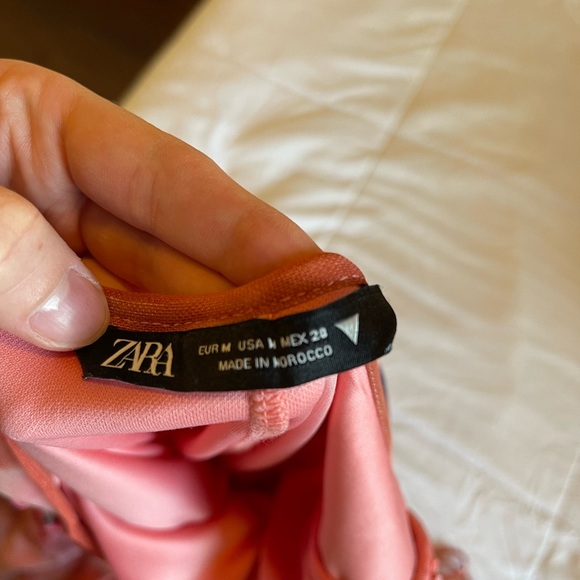 Zara Pink Tie Dye Mesh Halter Ruched Bodycon Midi Dress - Picture 6 of 6